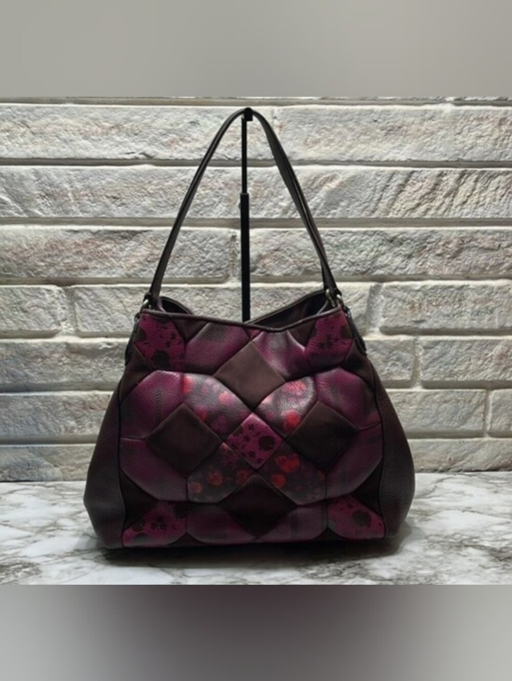 Coach 36519 Patchwork Rogue Tote / Shoulder Bag - Purple Multi Suede & Leather - Picture 4 of 15